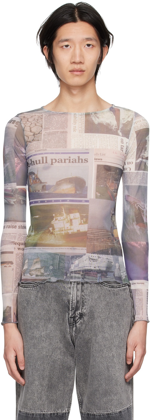 Photo: Serapis Multicolor Newspaper Cuts Long Sleeve T-Shirt