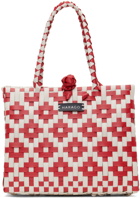 HARAGO White & Red Upcycled Tote