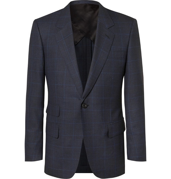 Photo: Kingsman - Navy Slim-Fit Prince of Wales Checked Wool Suit Jacket - Navy