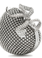 Self-portrait Heart Crystal-embellished Satin Clutch - Silver - One Size