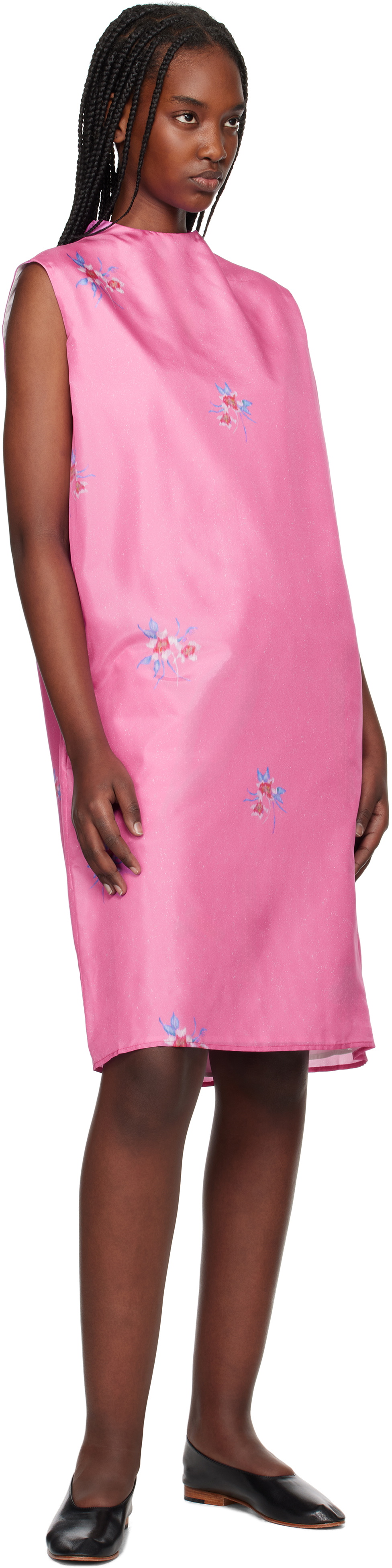 AO Yes Pink Layered Print Midi Dress