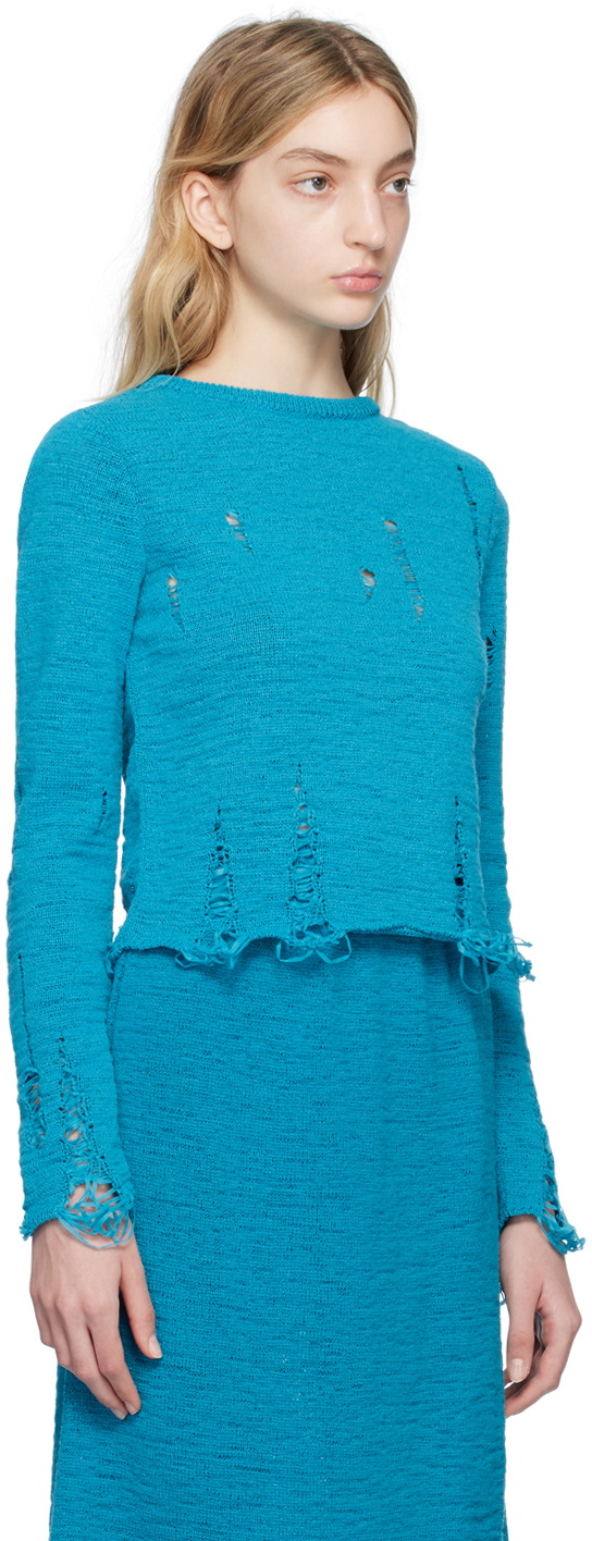 Song for the Mute Blue Distressed Crewneck