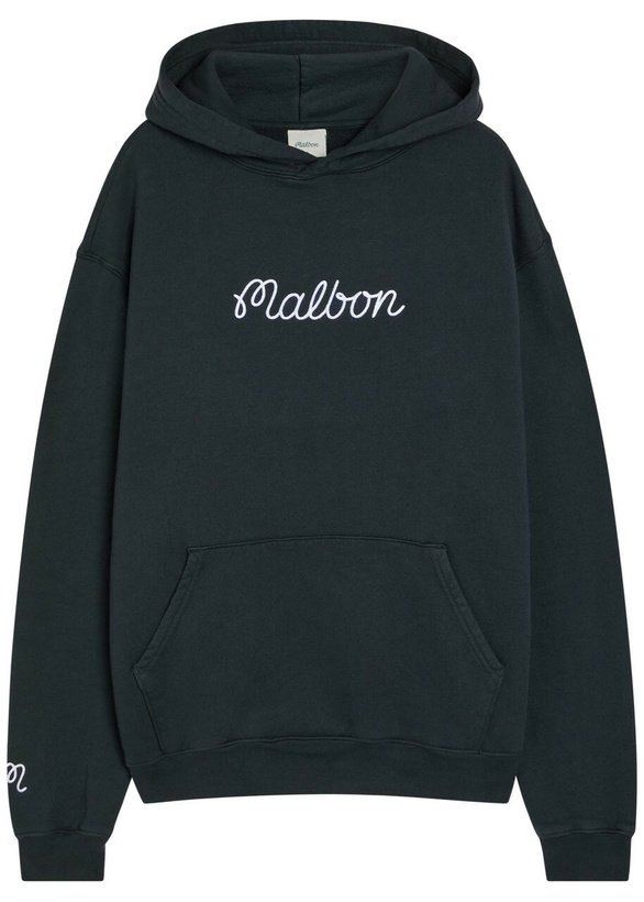 Photo: Malbon Feque Logo-embroidered Hooded Cotton Sweatshirt Navy