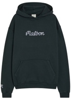 Malbon Feque Logo-embroidered Hooded Cotton Sweatshirt Navy