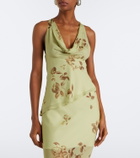 De La Vali Diosa floral scarf-detail georgette top