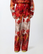 Pinko Lightweight Palazzo Trousers With Floral And Check Print Multicolour: Red/White