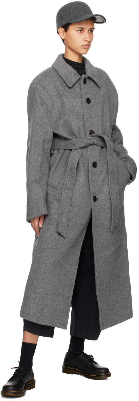 AMOMENTO Gray Belted Coat