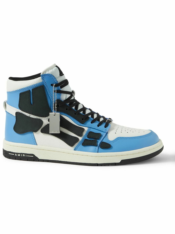 Photo: AMIRI - Skel-Top Colour-Block Leather and Nubuck High-Top Sneakers - Blue