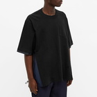 Sacai Men's Side Insert T-Shirt in Black