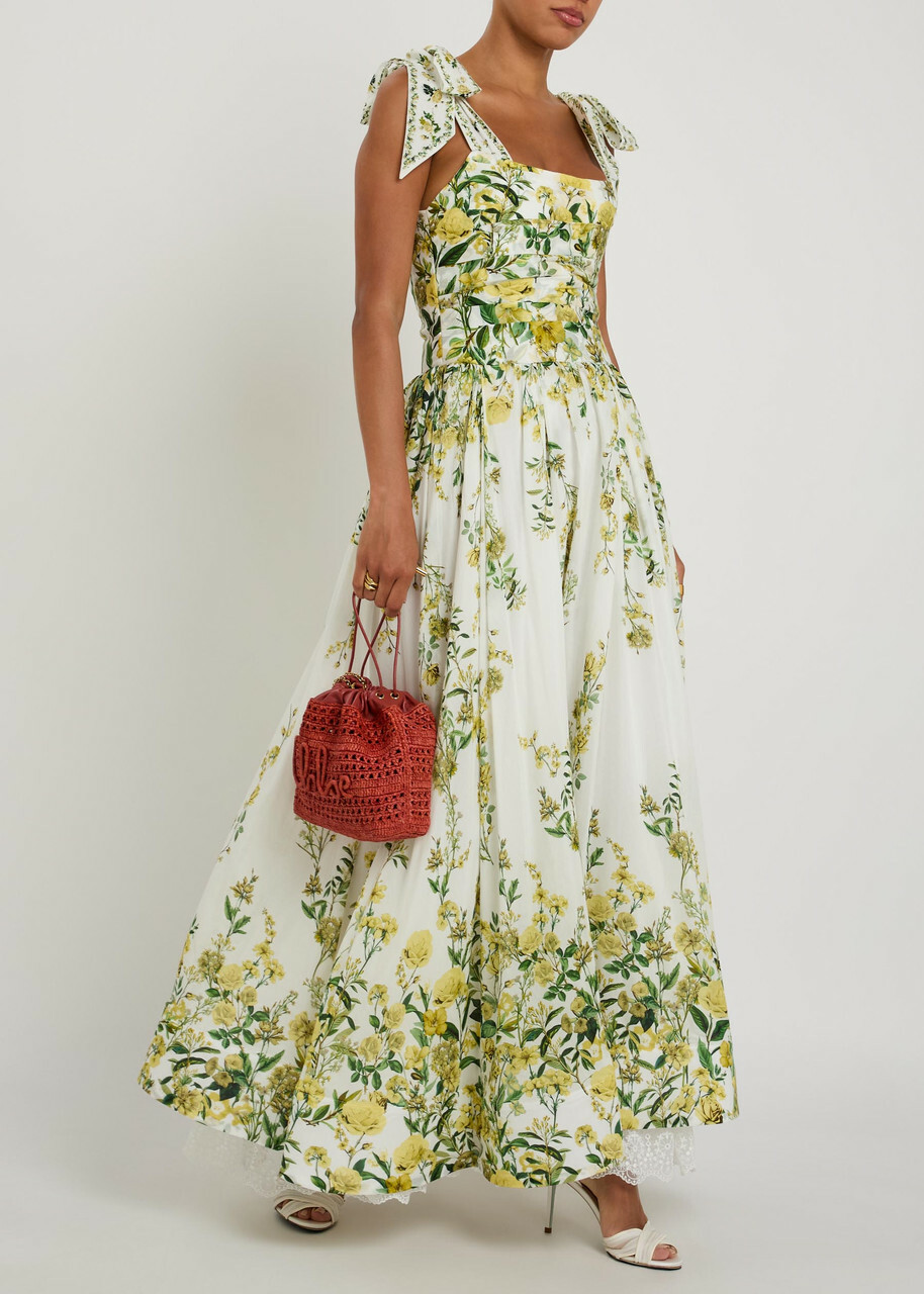Alice + Olivia Haven Floral Cotton and Silk-blend Maxi Dress Multicoloured