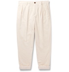 Brunello Cucinelli - Tapered Pleated Cotton-Corduroy Trousers - Neutrals