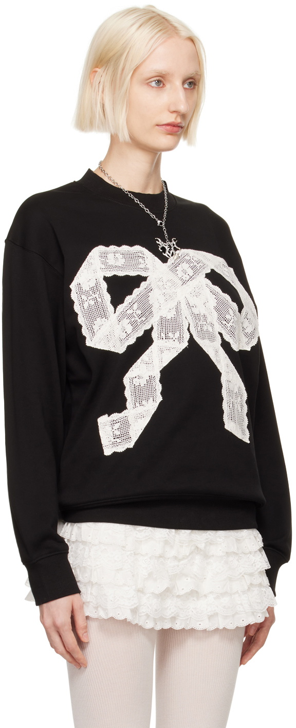 Yuhan Wang Black Lace Bow Sweatshirt Yuhan Wang