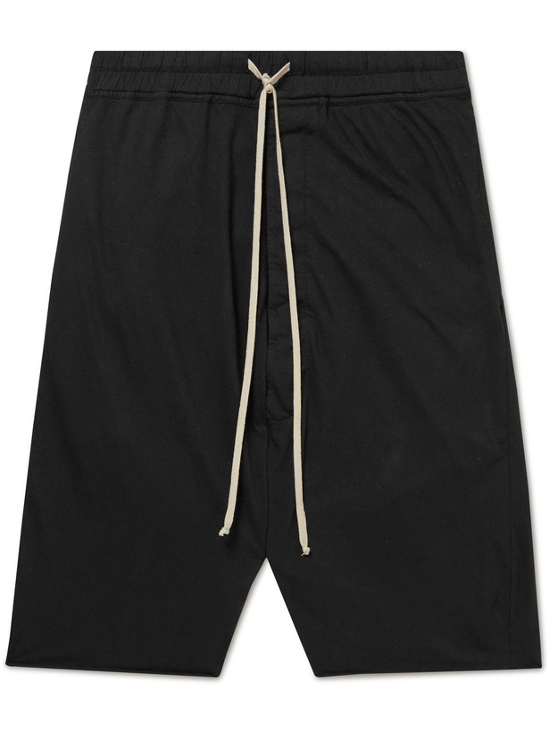 Photo: Rick Owens - Pods Organic Cotton-Jersey Drawstring Shorts - Black