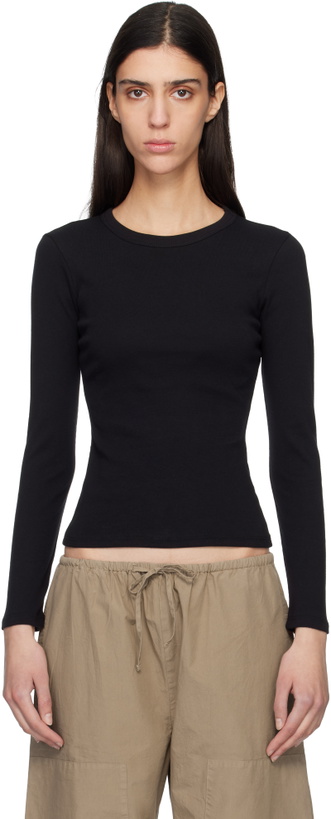 Photo: LESET Black Nando Slim Fit Long Sleeve T-shirt