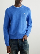 CELINE - Logo-Embroidered Wool and Cashmere-Blend Sweater - Blue