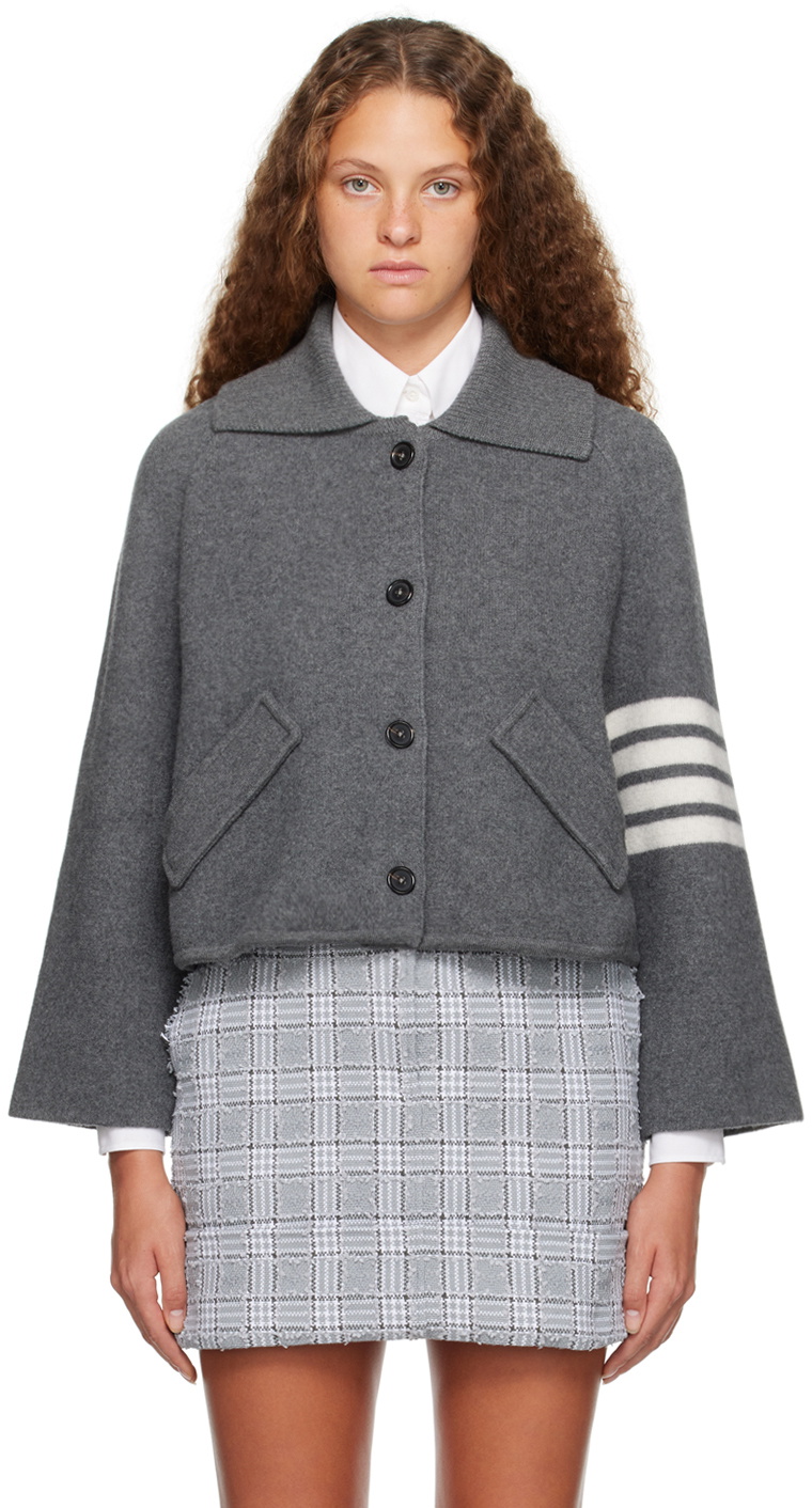 Thom Browne Gray 4-Bar Jacket Thom Browne