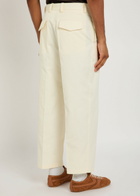 Jil Sander Checked Straight-leg Wool and Linen-blend Trousers Off White