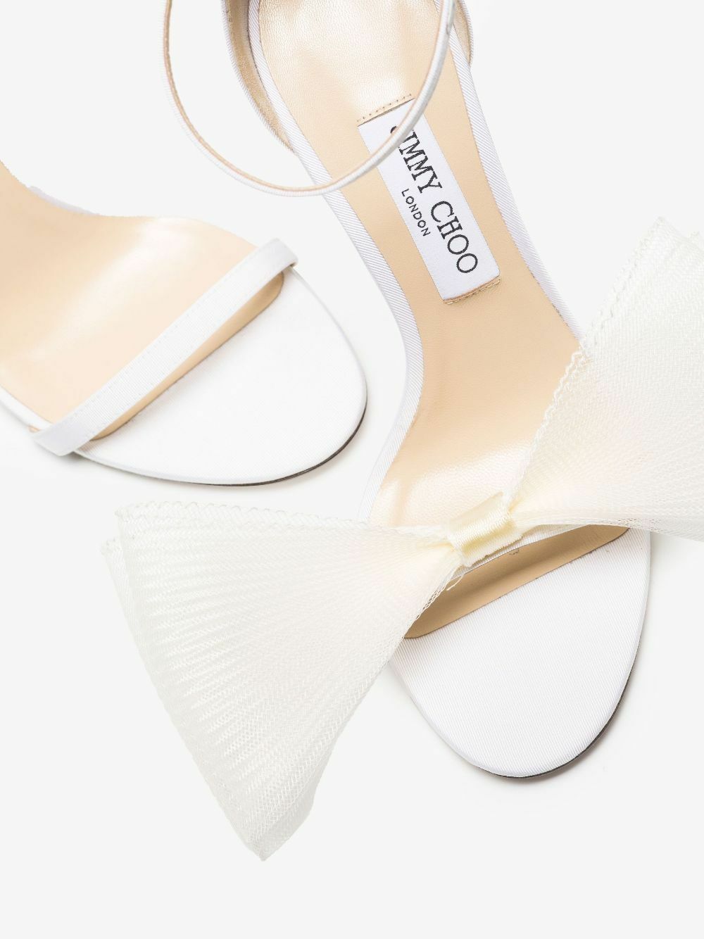 Jimmy Choo White Aveline 100 Bow Detail Sandals