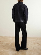 SAINT LAURENT - Leather-Trimmed Denim Trucker Jacket - Black
