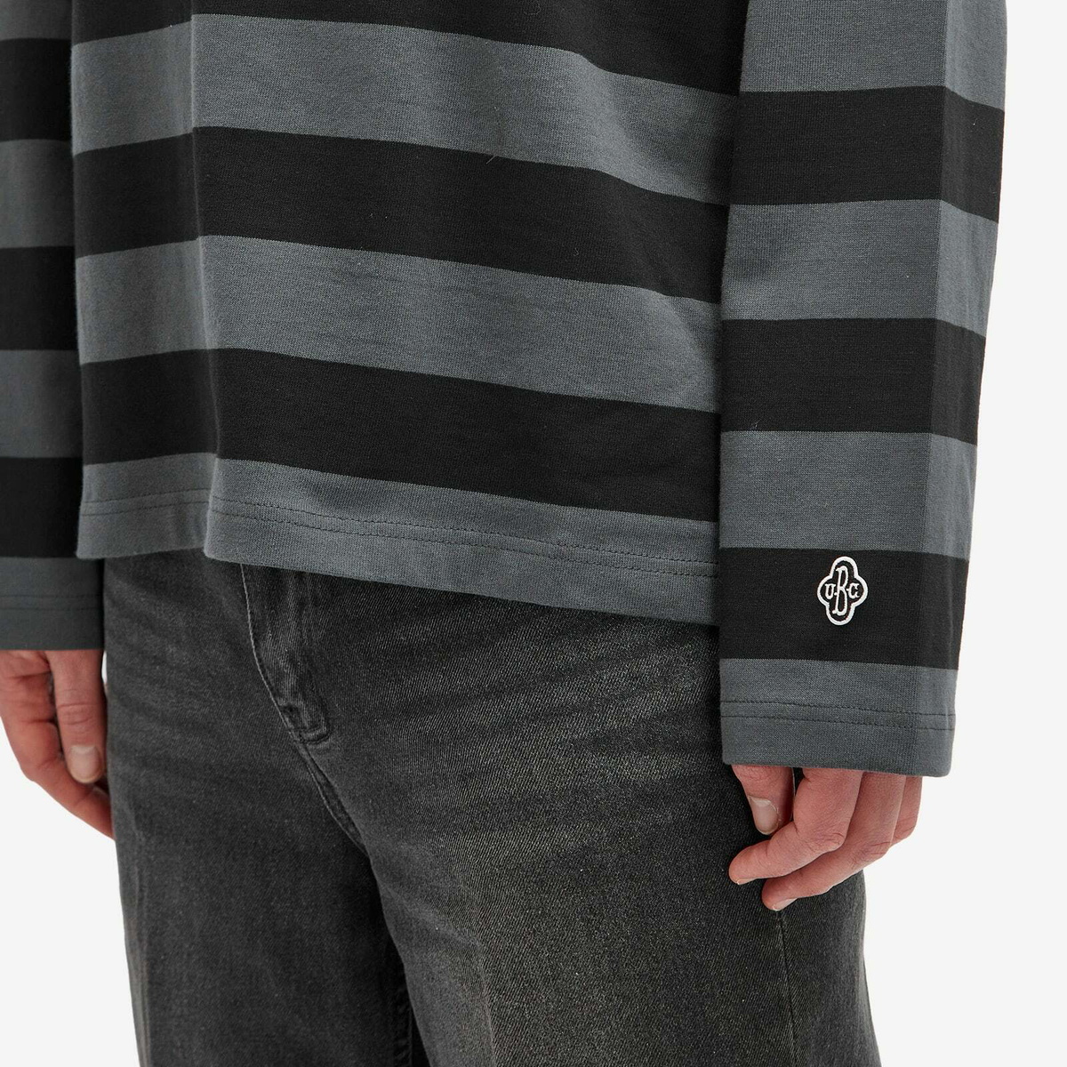Uniform Bridge Men's Stripe Long Sleeve T-Shirt in Black