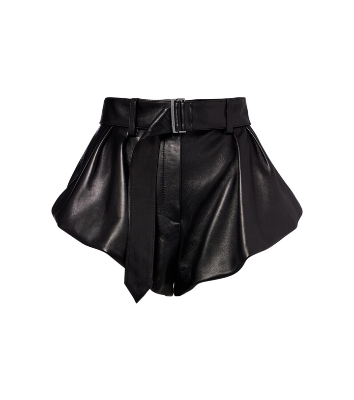 Photo: Magda Butrym Belted high-rise leather micro shorts