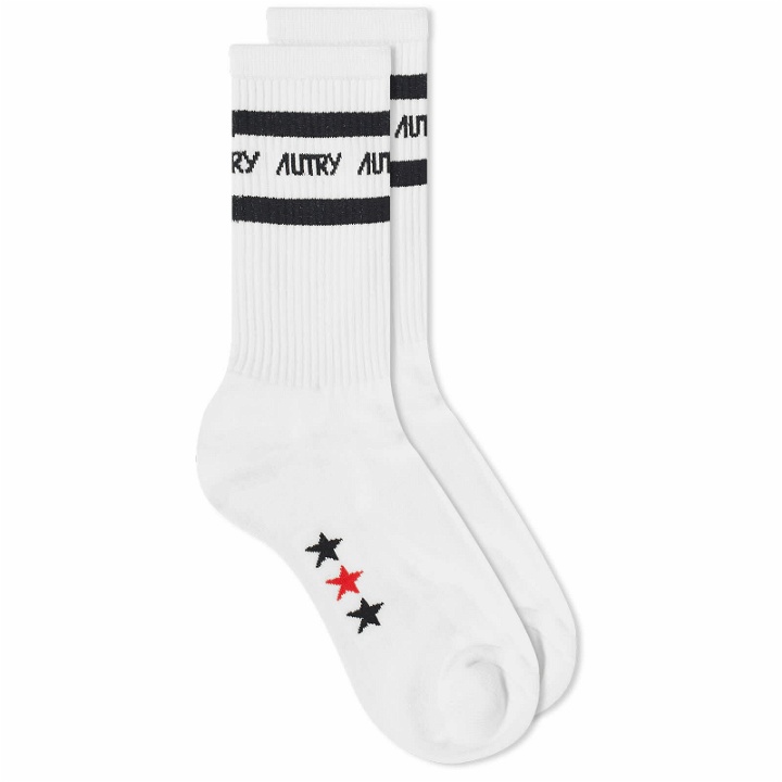 Photo: Autry Men's Stripe Sports Sock in White/Black