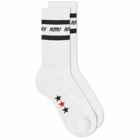Autry Men's Stripe Sports Sock in White/Black