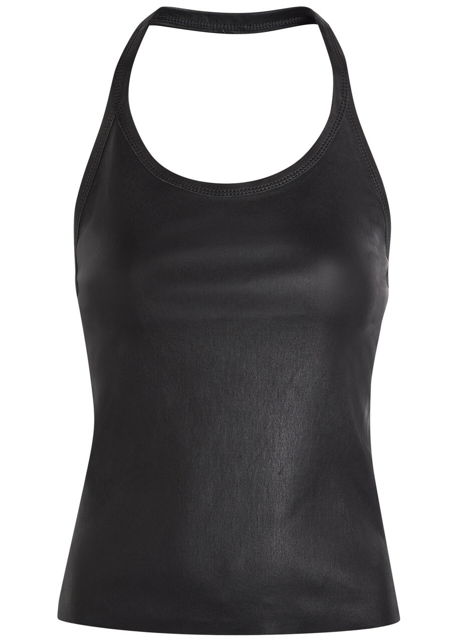 Stouls Cherry Halterneck Stretch-leather top Black