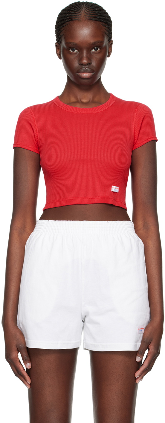 Alexander Wang Red Ribbed T-Shirt Alexander Wang