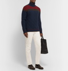 Etro - Slim-Fit Colour-Block Cable-Knit Wool-Blend Rollneck Sweater - Navy