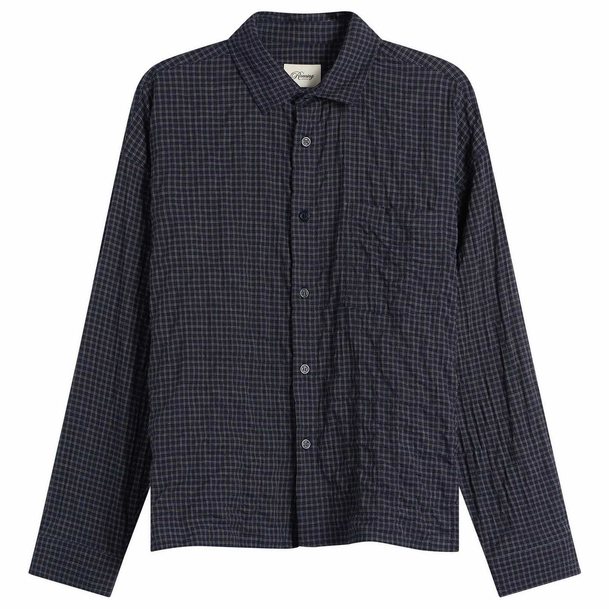 Ronning Men's Japanese Shirt in Navy Grid