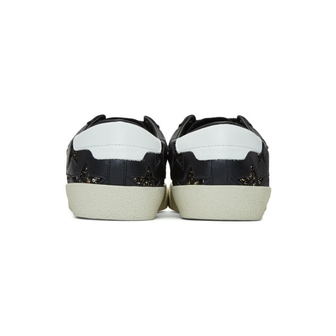 Saint Laurent Black Glitter Stars Court Classic Sneakers