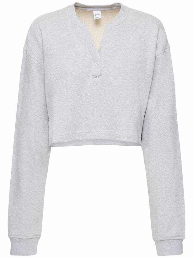 Photo: REEBOK CLASSICS - Classic Cotton V-neck Crop Sweatshirt