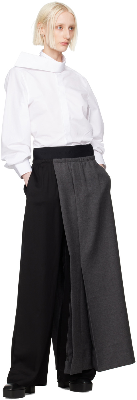 ALAINPAUL Black & Gray Half Tailored Trousers