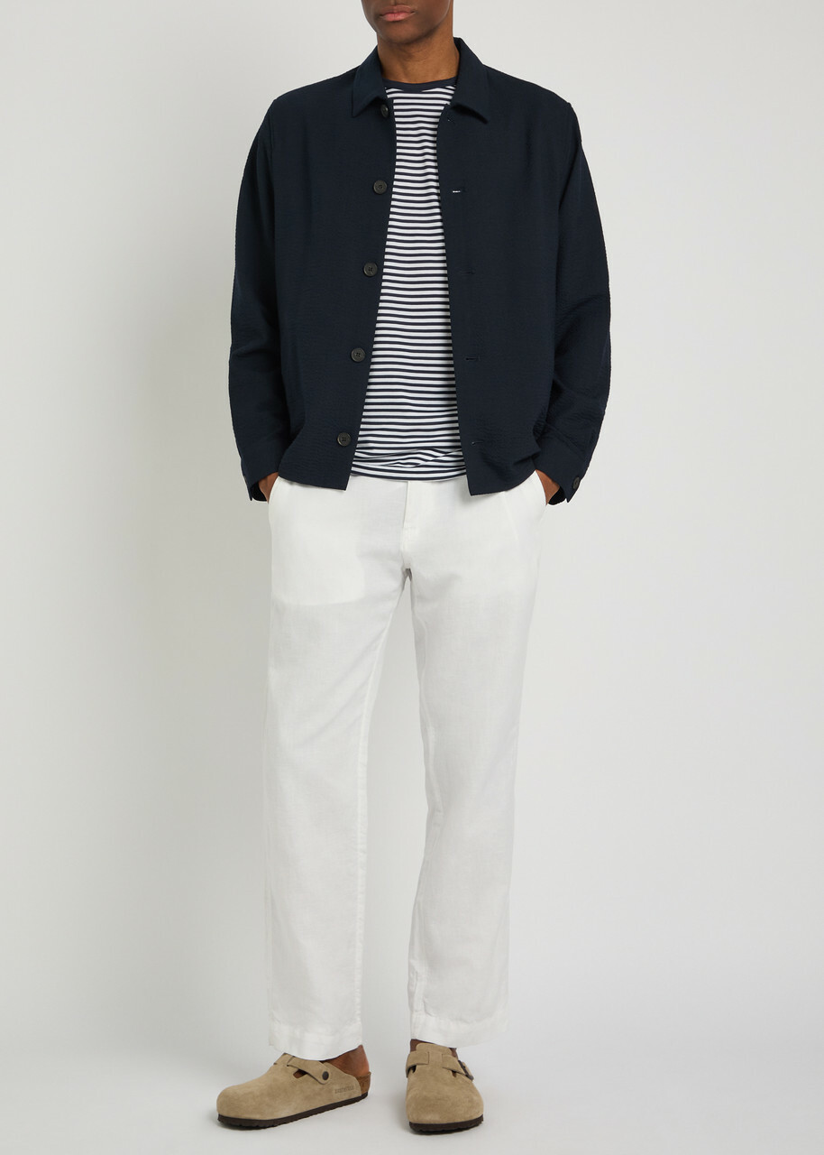 Sunspel Striped Cotton T-shirt Navy