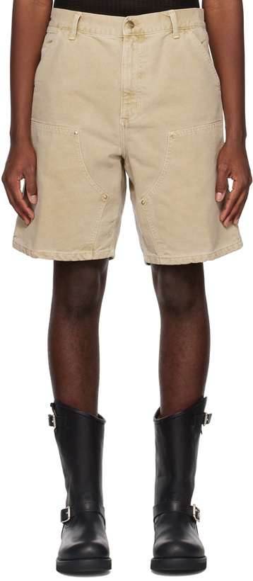 Photo: Carhartt Work In Progress Beige Double Knee Shorts