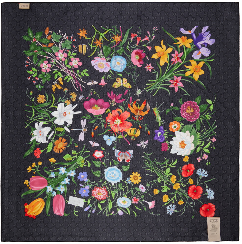 Gucci Black Floral Scarf Gucci