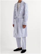 Paul Stuart - Piped Striped Cotton-Broadcloth Robe - Blue