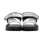 Dolce and Gabbana White and Black Logo Sandals