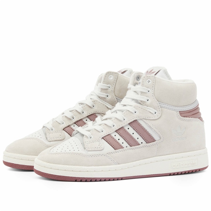 Photo: Adidas Centennial 85 Hi-Top Sneakers in Crystal White/Wonder Oxide