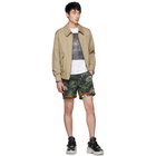 Alexander McQueen Green and Orange Camo Rose Swim Shorts