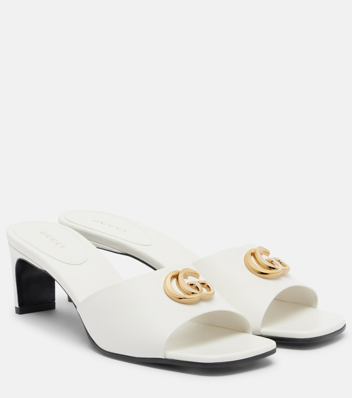 Gucci Double G leather mules