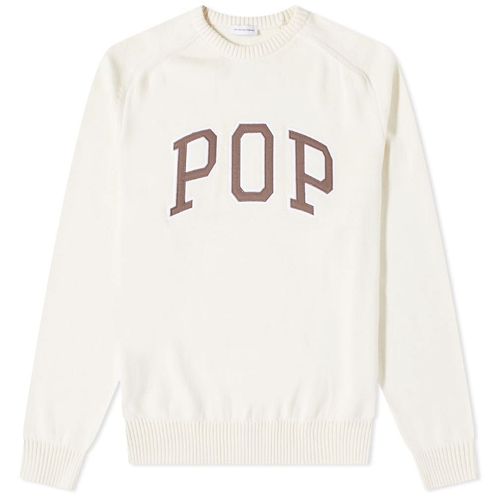 Photo: Pop Trading Company Men's Arch Logo Crew Knit in Off-White