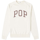 Pop Trading Company Men's Arch Logo Crew Knit in Off-White