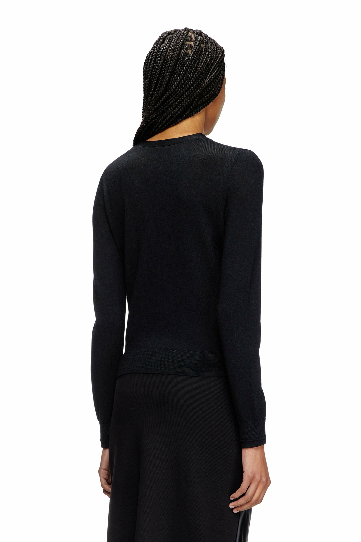 Diesel Wool cardigan with cut-out logo - Knitwear Womens in Black