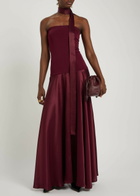 Esse Studios Illi Scarf-effect Silk and Stretch-knit Maxi Dress Burgundy