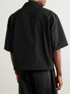 Amomento - Cropped Convertible-Collar Poplin Shirt - Black