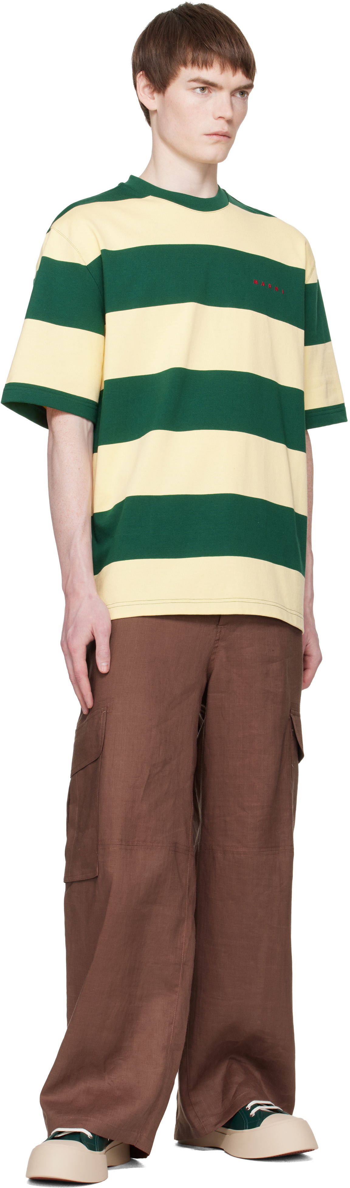 Marni Green & Yellow Maxi-Stripe Cotton T-shirt