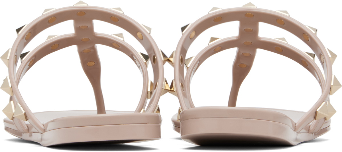 Valentino Garavani Taupe Rockstud Thong Sandals