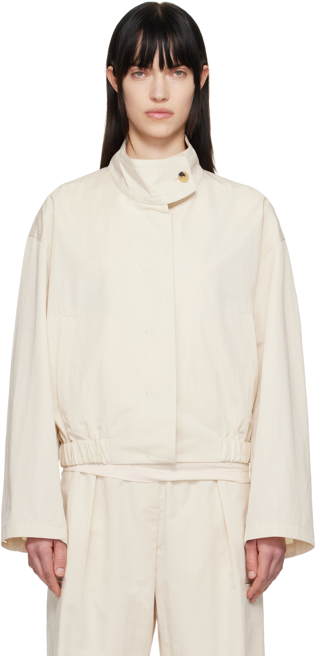 LE17SEPTEMBRE Off-White Funnel Neck Jacket